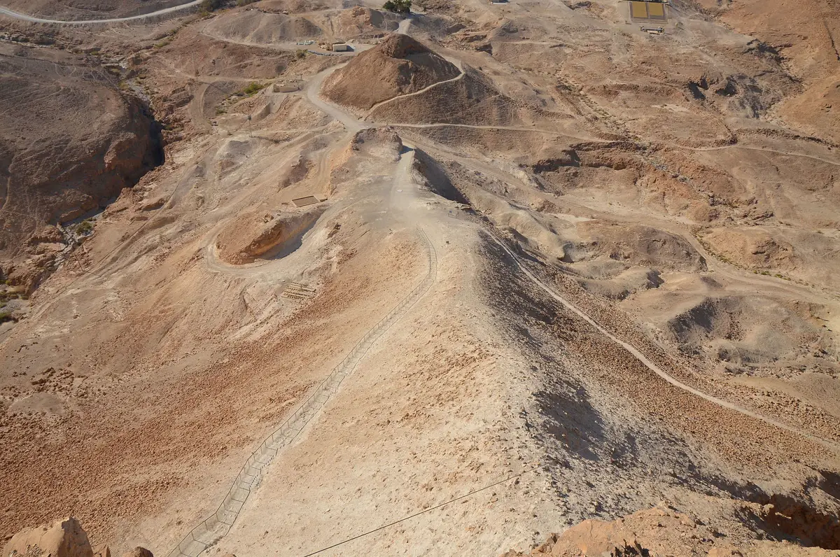 The Roman siege ramp against the western cliff of Masada
