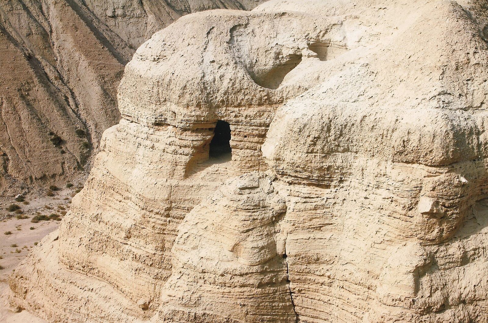 A cave in the cliffs at Qumran, where the scrolls were found