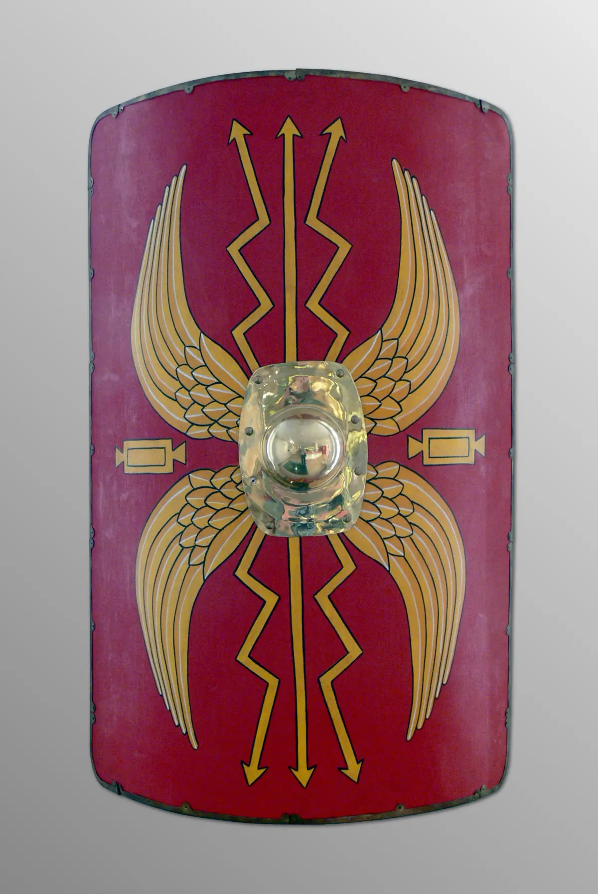 A reconstructed Roman scutum shield