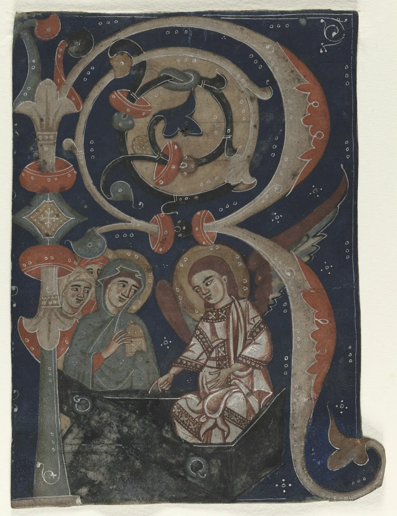 Historiated Initial (R) Excised from a Gradual: The Three Marys at the Tomb