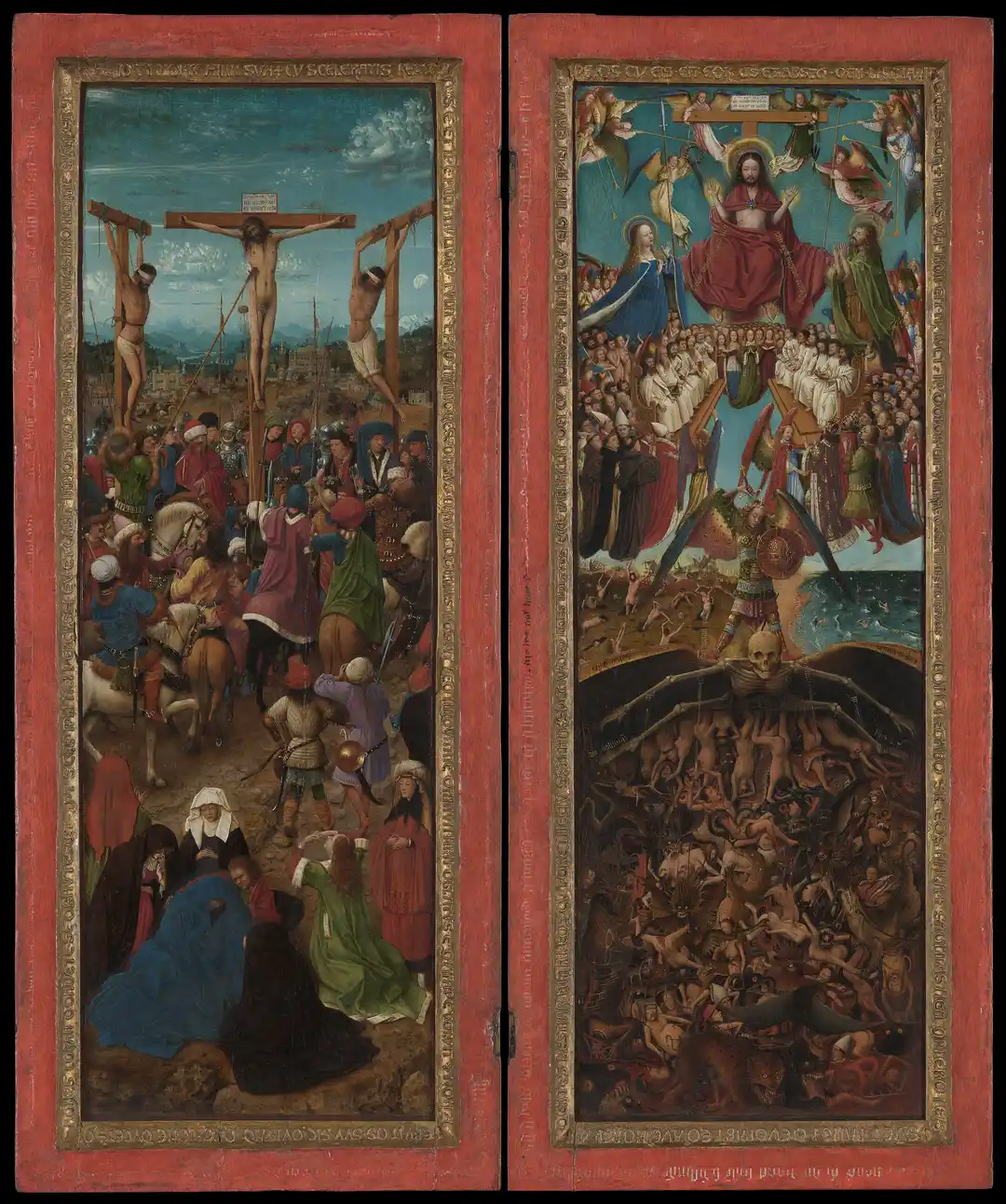 The Crucifixion; The Last Judgment — a diptych by Jan van Eyck