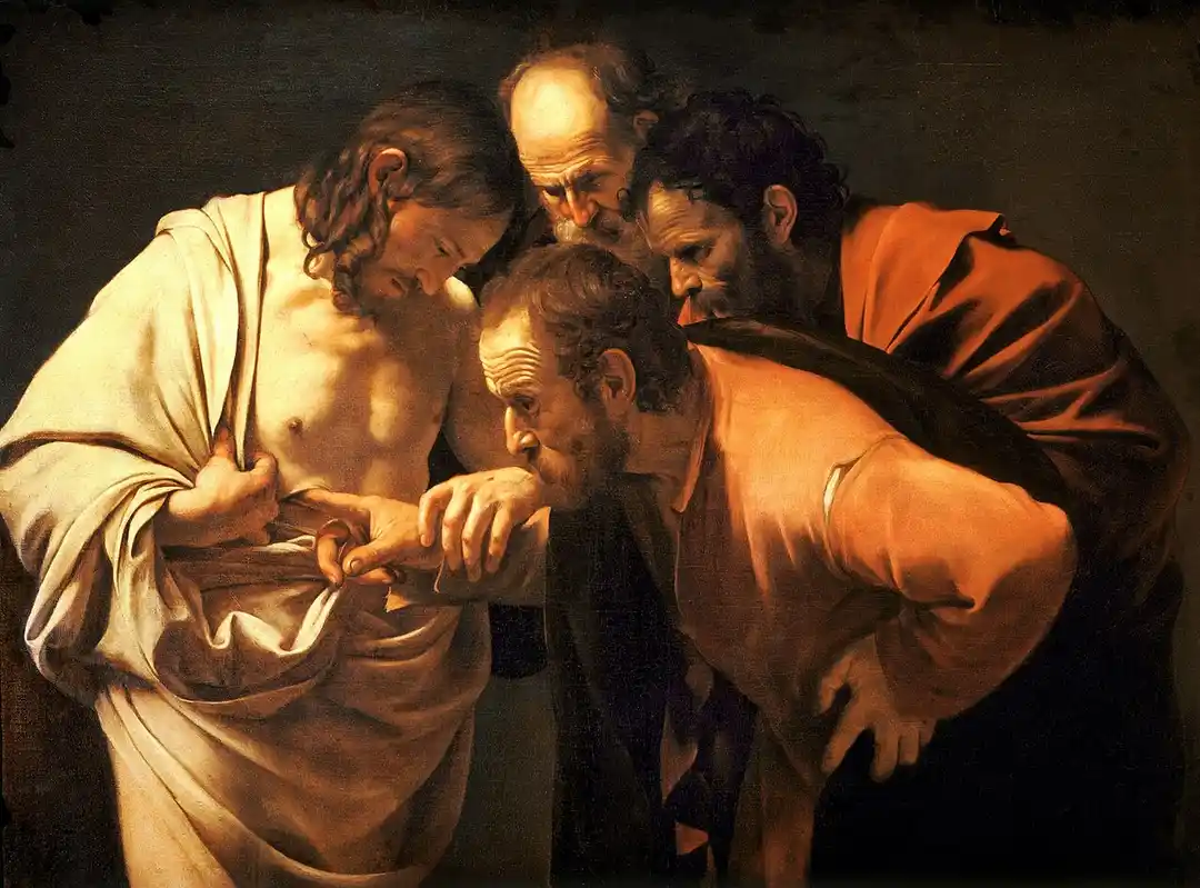 The Incredulity of Saint Thomas — Thomas touching the wound
