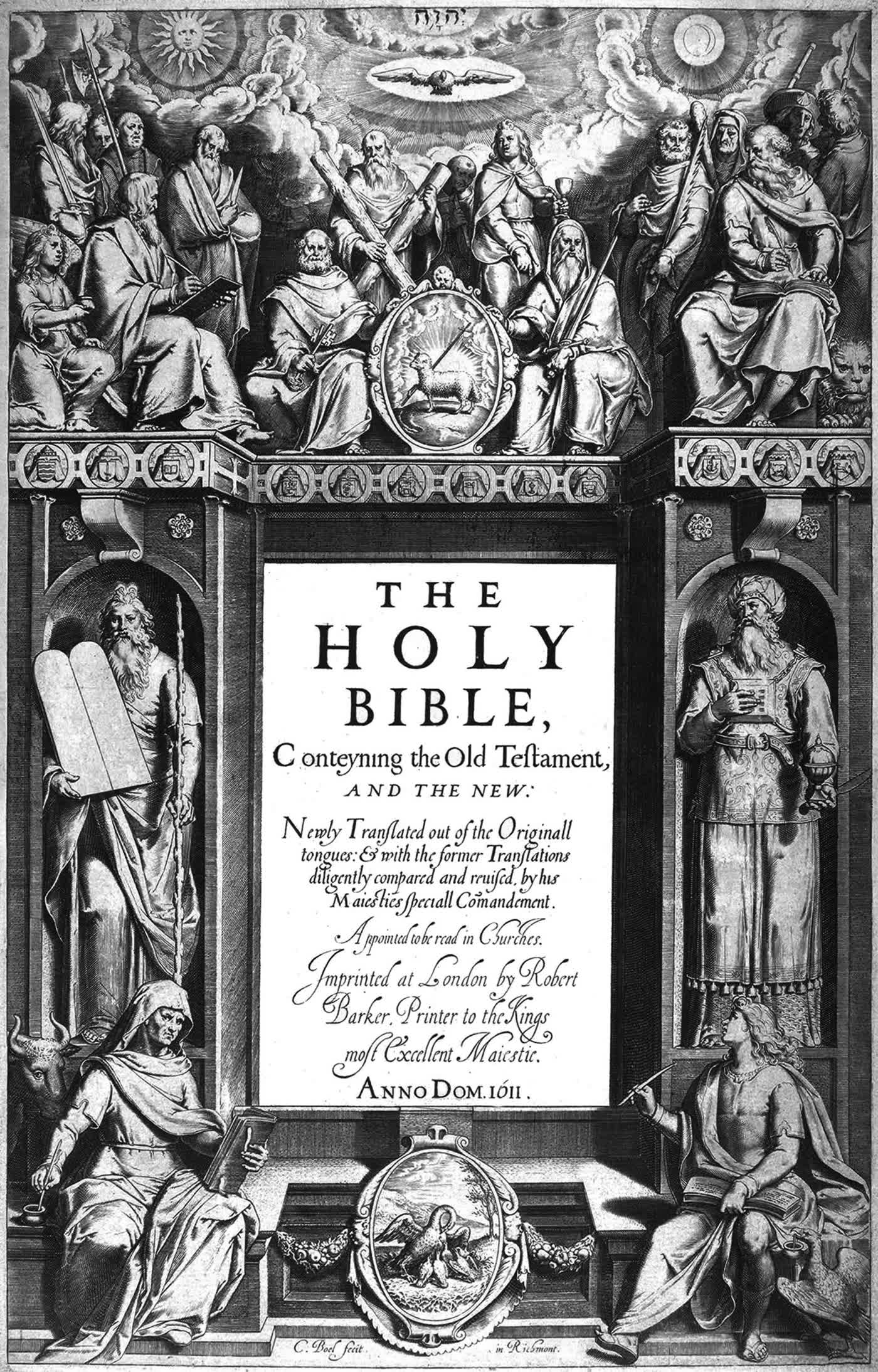 Engraved title page of the 1611 King James Bible