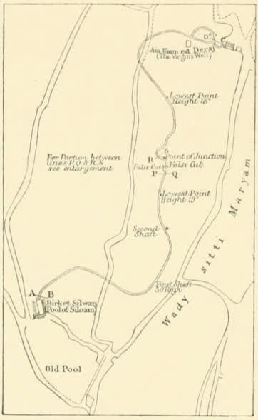 1884 survey sketch of Hezekiah’s tunnel beneath Jerusalem