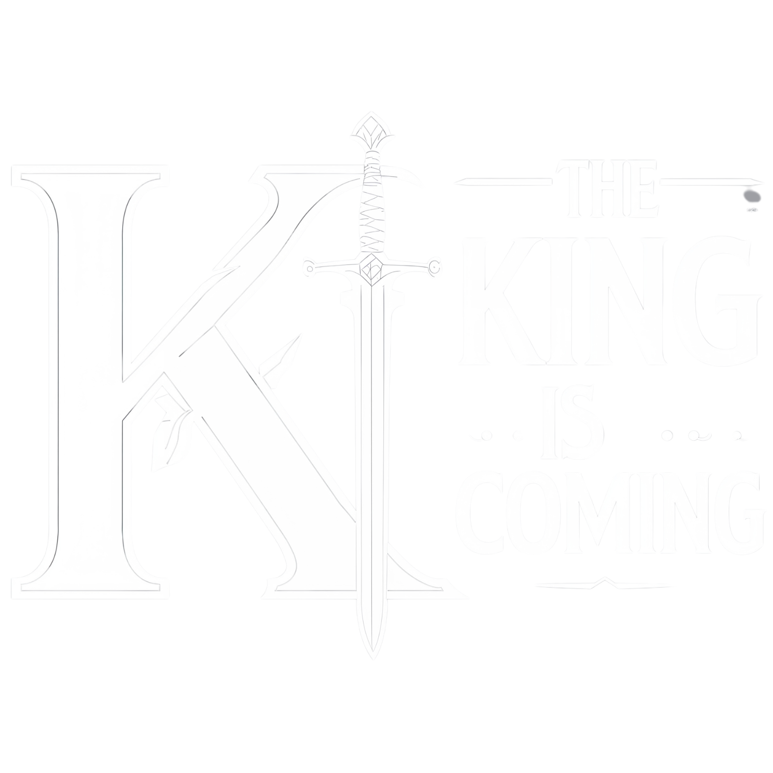 The King Is Coming — wordmark, white